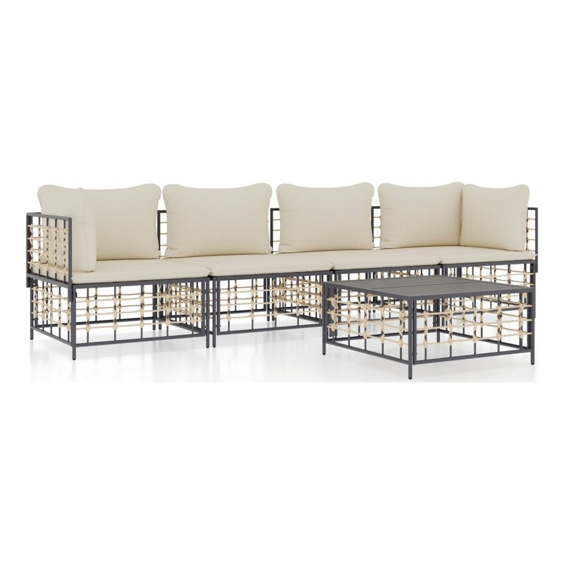 Afuera Living Poly Rattan Modular Garden Lounge Set in Charcoal Gray