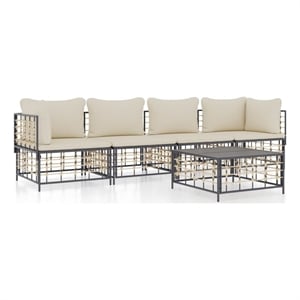 Afuera Living Poly Rattan Modular Garden Lounge Set in Charcoal Gray