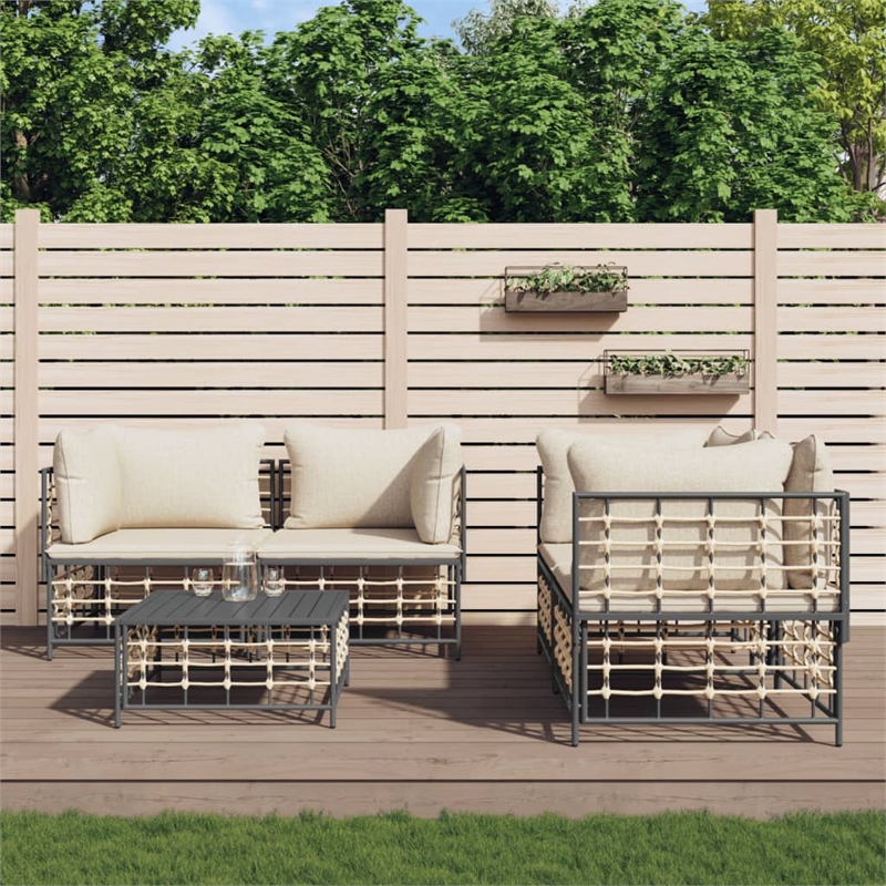 Afuera Living Contemporary Garden Lounge Set in Anthracite/Gray
