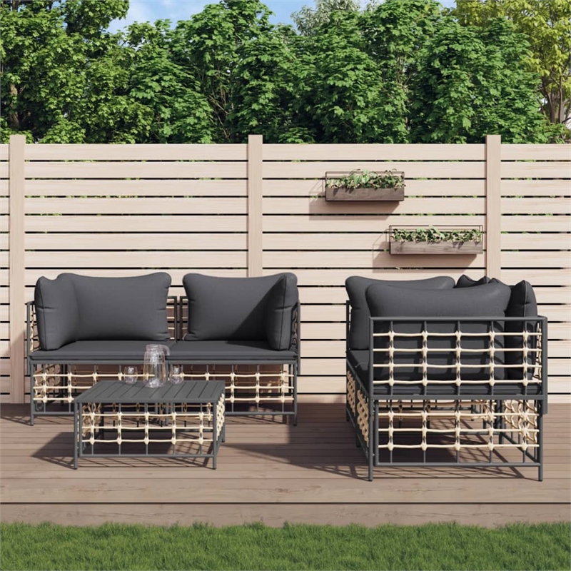 Afuera Living Contemporary Garden Lounge Set in Anthracite/Gray