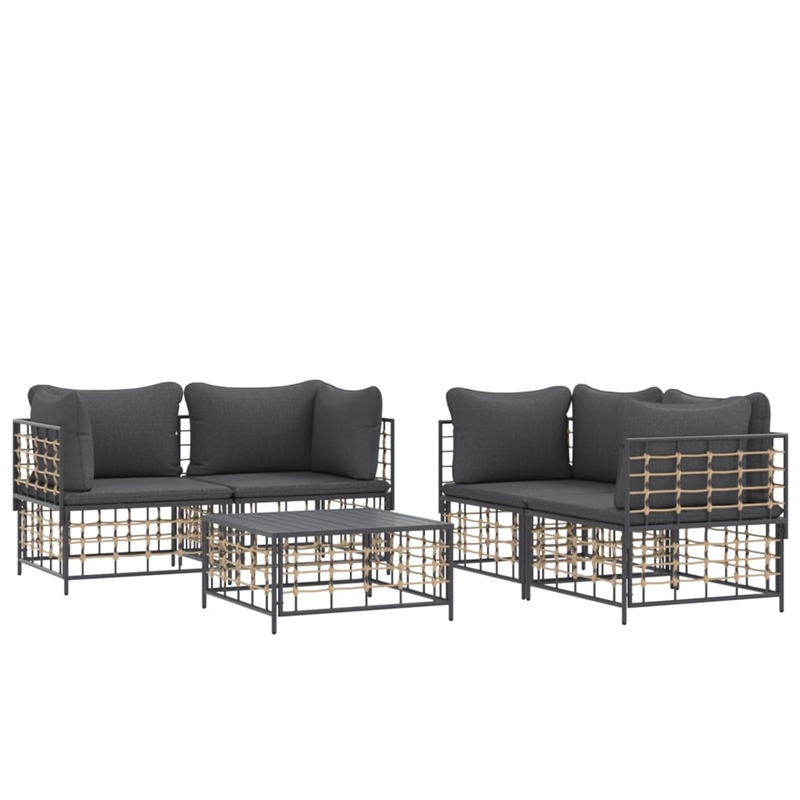 Afuera Living Contemporary Garden Lounge Set in Anthracite/Gray