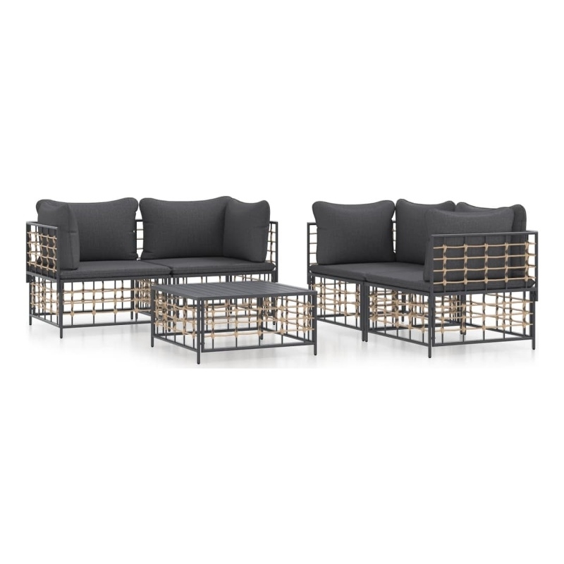 Afuera Living Contemporary Garden Lounge Set in Anthracite/Gray