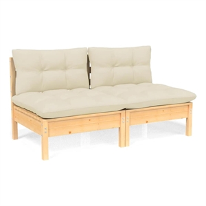 Afuera Living Solid Pine Wood & Polyster Fabric 2-Seater Garden Sofa in Cream