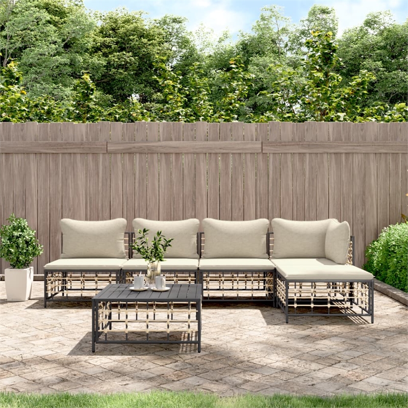Afuera Living Contemporary Garden Lounge Set in Anthracite & Beige