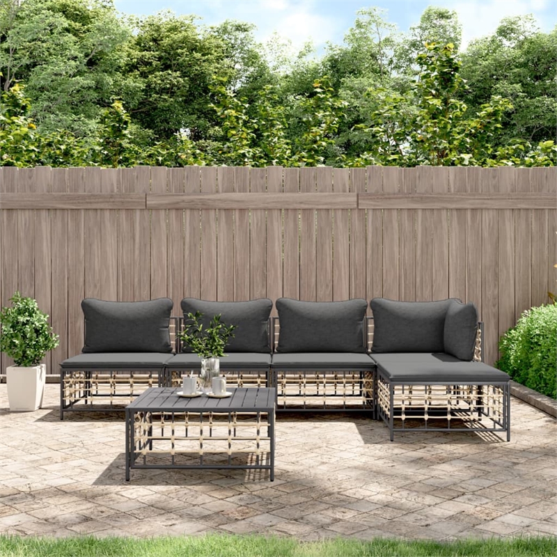Afuera Living Poly Rattan Large Modular Garden Lounge Set in Anthracite