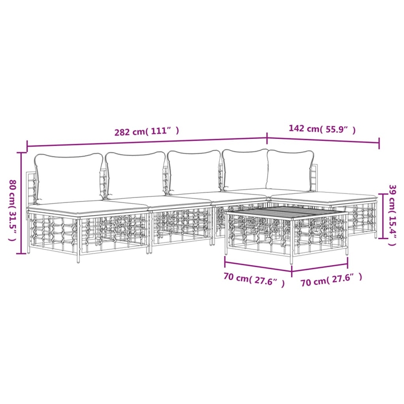 Afuera Living Poly Rattan Large Modular Garden Lounge Set in Anthracite