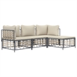 Afuera Living Rattan Steel & Fabric Garden Lounge Set in Anthracite