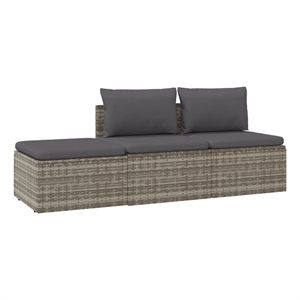 Afuera Living Rattan & Powder-Coated Polyester & PVC Garden Lounge Set in Gray