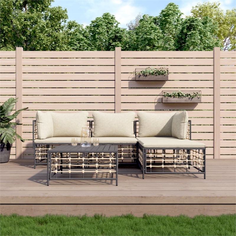 Afuera Living Contemporary Garden Lounge Set in Anthracite & Beige