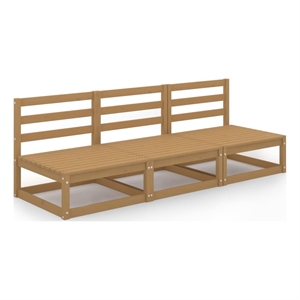 Afuera Living Solid Pine Wood 3-Seater Modular 3-Seater Sofa in Honey Brown