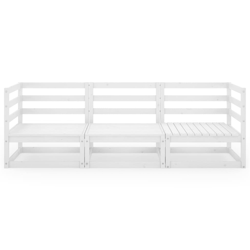 Afuera Living Solid Pinewood 3-Seater Modular Garden Sofa in White