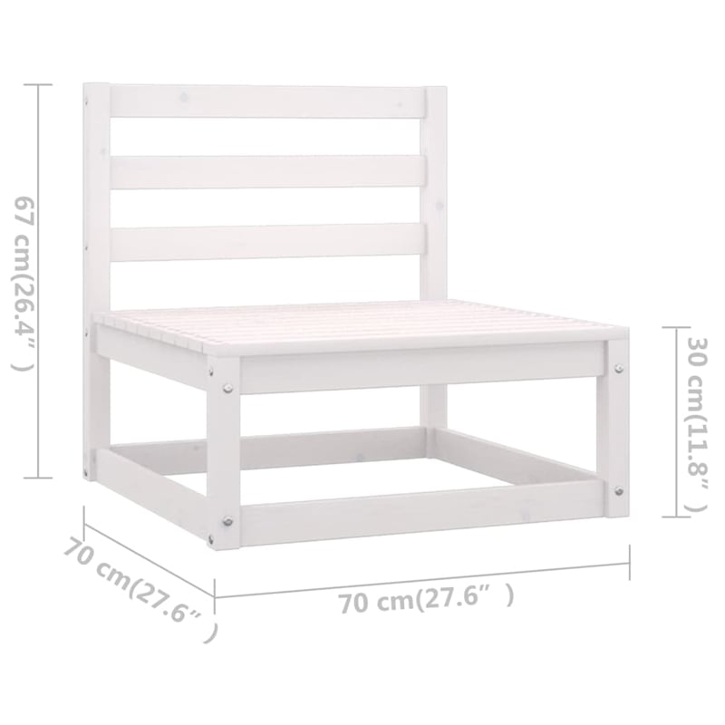 Afuera Living Solid Pinewood 3-Seater Modular Garden Sofa in White
