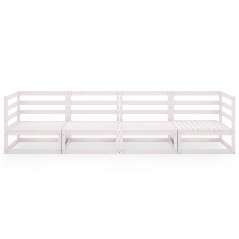 Afuera Living Solid Pinewood 4-Seater Modular Garden Sofa in White
