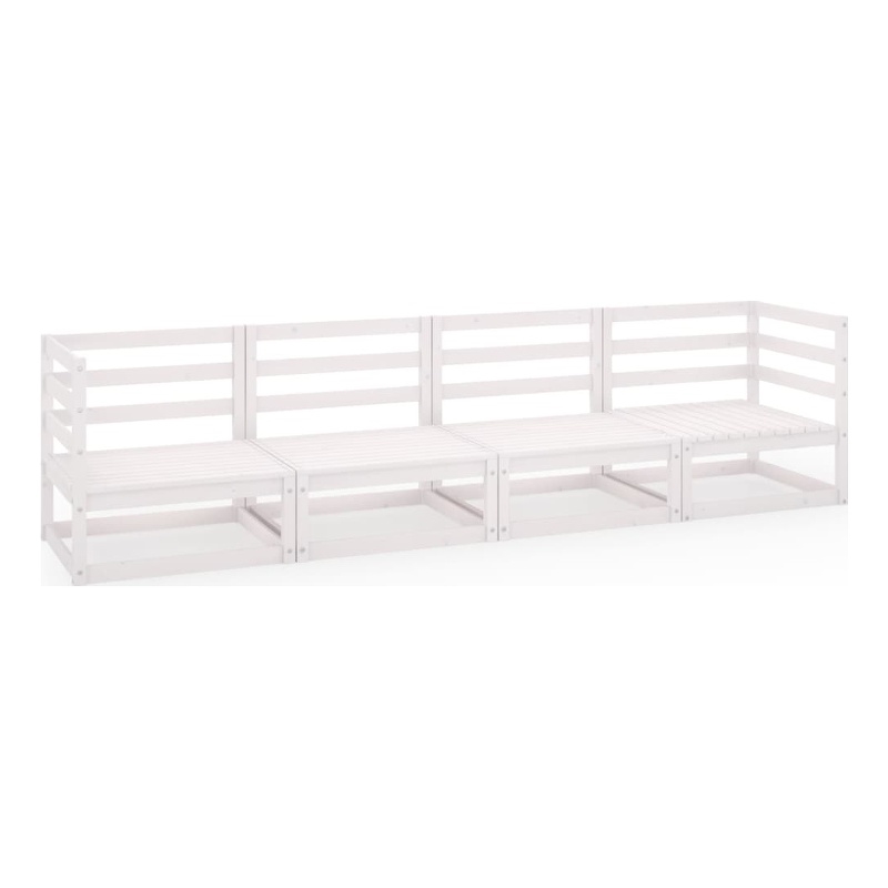 Afuera Living Solid Pinewood 4-Seater Modular Garden Sofa in White