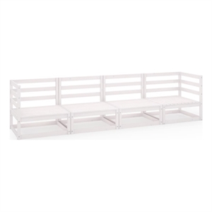 Afuera Living Solid Pinewood 4-Seater Modular Garden Sofa in White