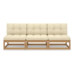 Afuera Living Solid Pine Wood And Fabric Garden Sofa in Honey Brown