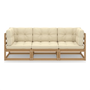 Afuera Living Solid Pinewood & Polyster Fabric Garden Sofa in Honey Brown
