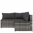 Afuera Living 3 Pc Patio Lounge Set With Cushions in Anthracite/Gray Poly Rattan