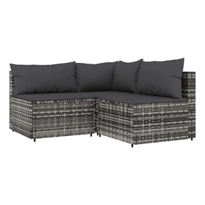 Afuera Living 3 Pc Patio Lounge Set With Cushions in Anthracite/Gray Poly Rattan