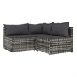Afuera Living 3 Pc Patio Lounge Set With Cushions in Anthracite/Gray Poly Rattan