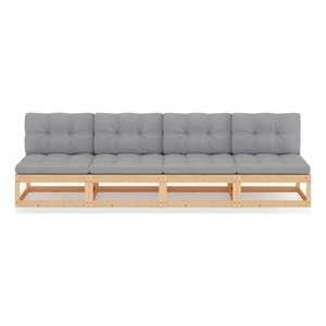 Afuera Living Solid Pinewood Large Durable Garden Sofa Garden Sofa in Gray