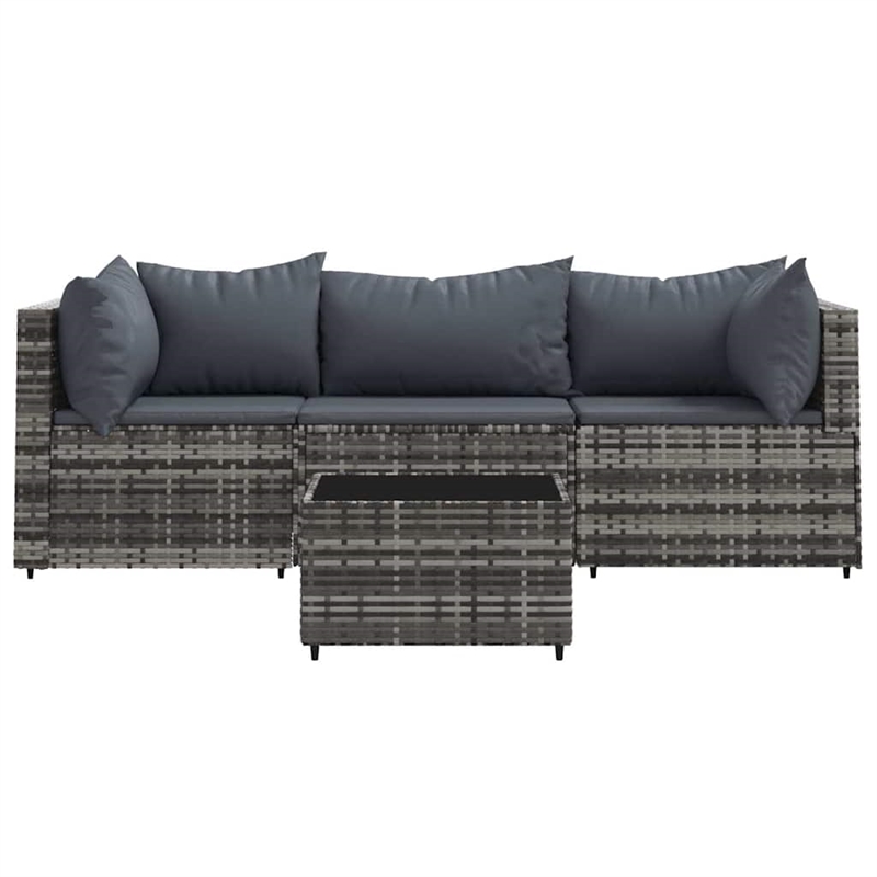 Afuera Living Rattan Powder-Coated Steel & Glass Patio Lounge Set in Gray