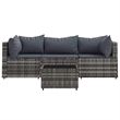 Afuera Living Rattan Powder-Coated Steel & Glass Patio Lounge Set in Gray