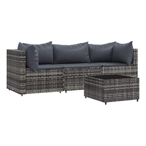 Afuera Living Rattan Powder-Coated Steel & Glass Patio Lounge Set in Gray