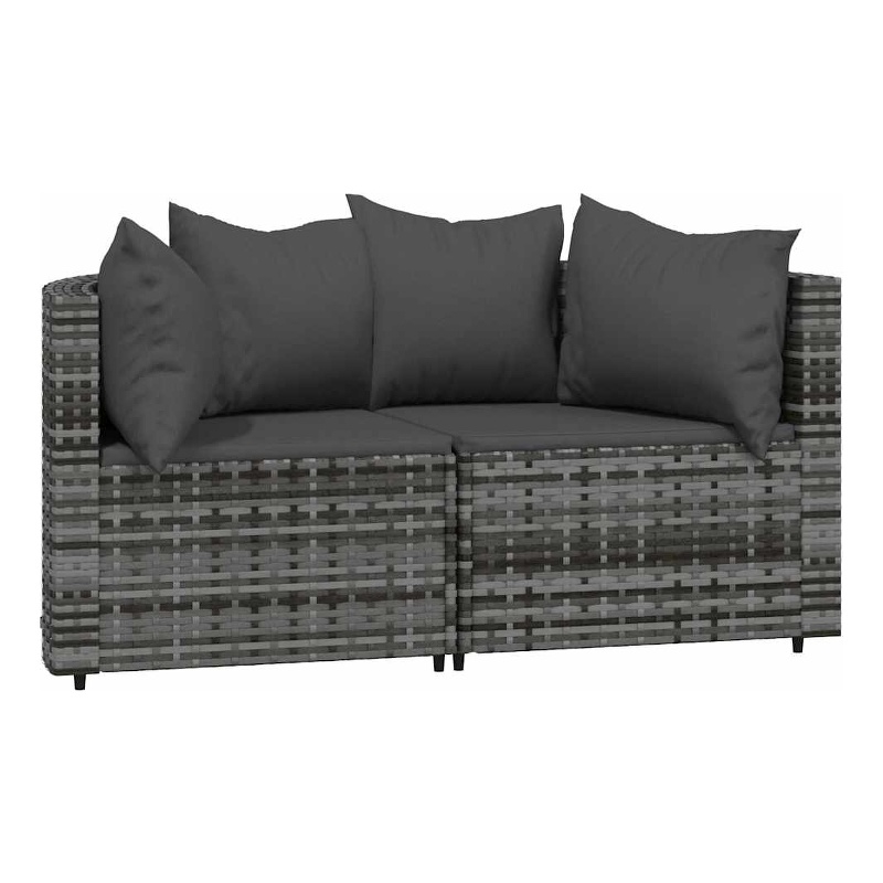 Afuera Living Contemporary Synthetic Poly Rattan Patio Corner Sofa in Gray