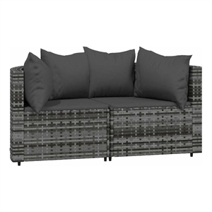 Afuera Living Contemporary Synthetic Poly Rattan Patio Corner Sofa in Gray