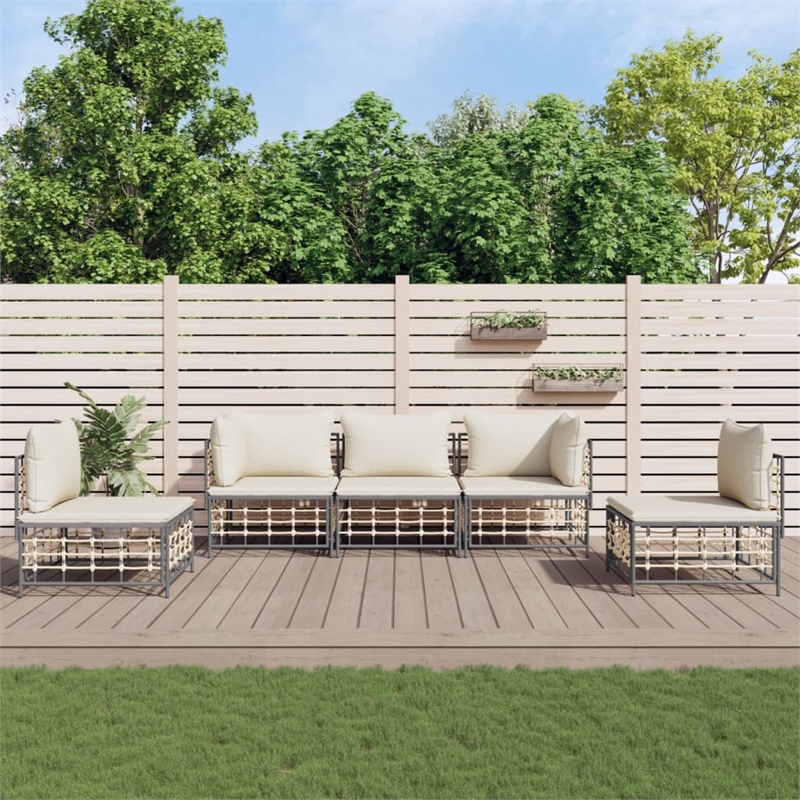 Afuera Living Contemporary Garden Lounge Set in Anthracite & Beige