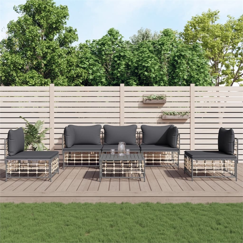 Afuera Living Rattan Steel & Fabric Garden Lounge Set in Anthracite