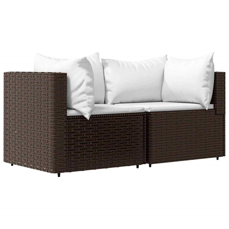 Afuera Living 3 Pc Patio Lounge Set With Cushions in Cream White/Brown Rattan