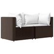 Afuera Living 3 Pc Patio Lounge Set With Cushions in Cream White/Brown Rattan