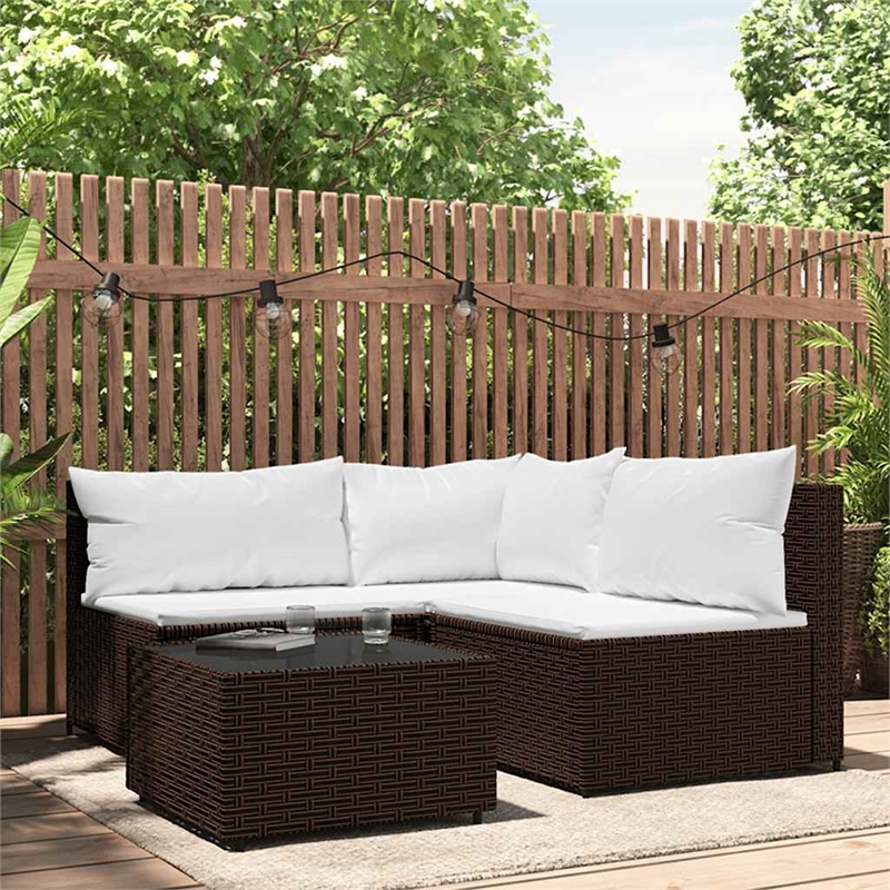 Afuera Living Contemporary Patio Lounge Set Brown & Cream White