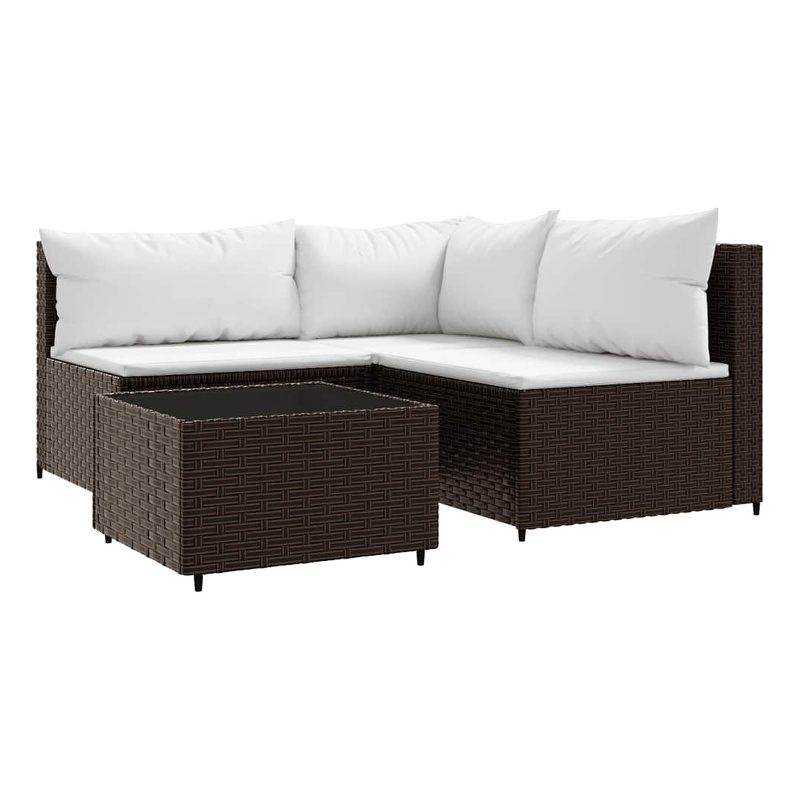 Afuera Living Contemporary Patio Lounge Set Brown & Cream White