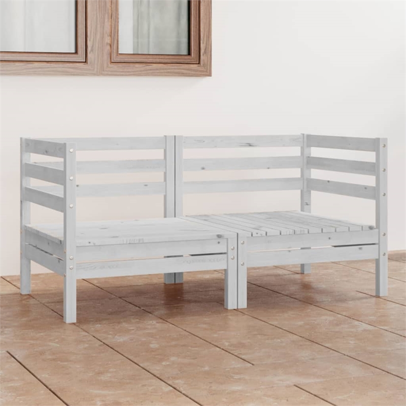 Afuera Living Contemporary Solid Pinewood Modular Garden Sofa in White