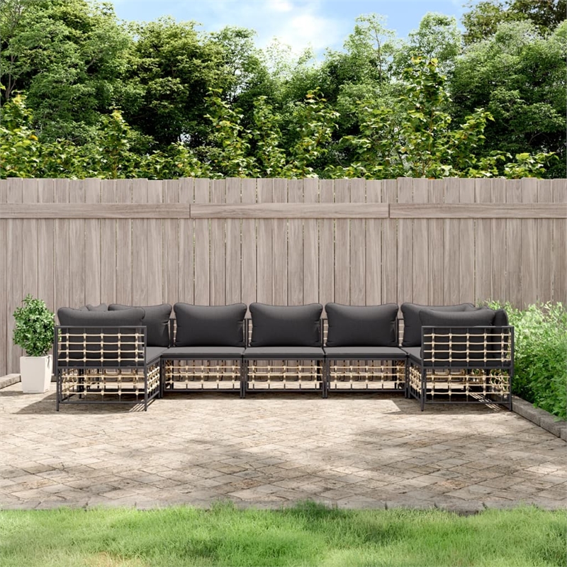 Afuera Living Poly Rattan Large Modular Garden Lounge Set in Anthracite