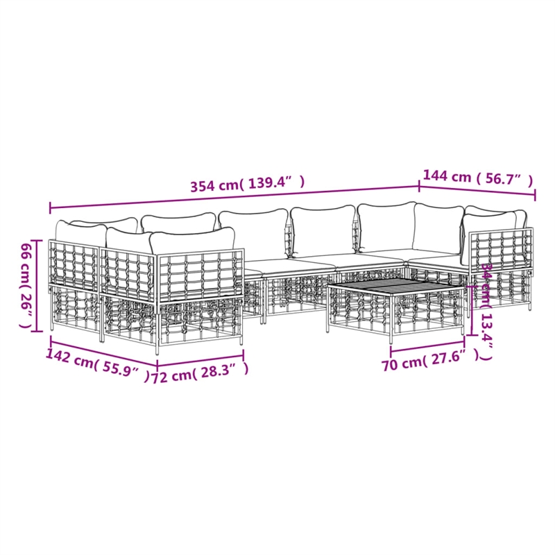 Afuera Living Poly Rattan Large Modular Garden Lounge Set in Anthracite