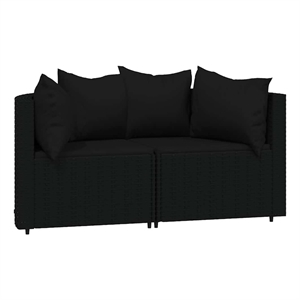Afuera Living Contemporary Rattan Patio Corner Sofa in Black