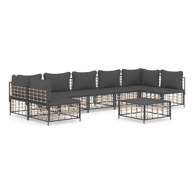 Afuera Living Poly Rattan Large Modular Garden Lounge Set in Anthracite