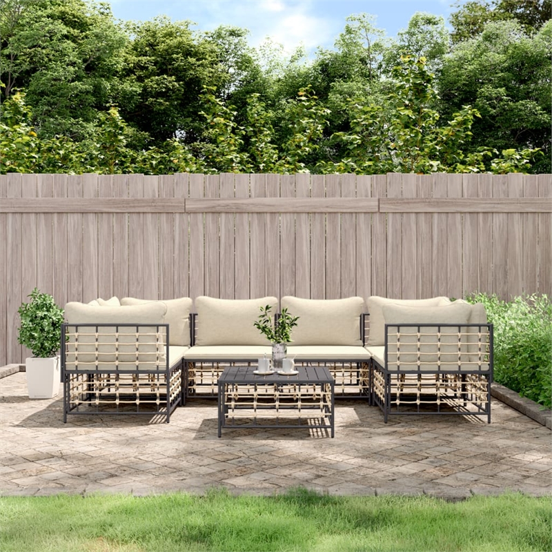 Afuera Living Contemporary Garden Lounge Set in Anthracite/Gray
