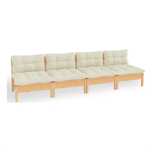 Afuera Living 4-Seater Garden Sofa in Cream (Cushions) And Natural Wood