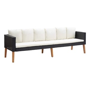 Afuera Living Contemporary 3-Seater Modular Garden Sofa in Black