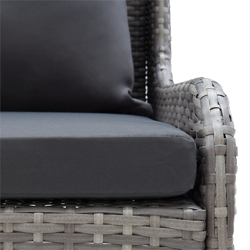 Afuera Living Contemporary Rattan Garden Sofa Set of 2 in Gray
