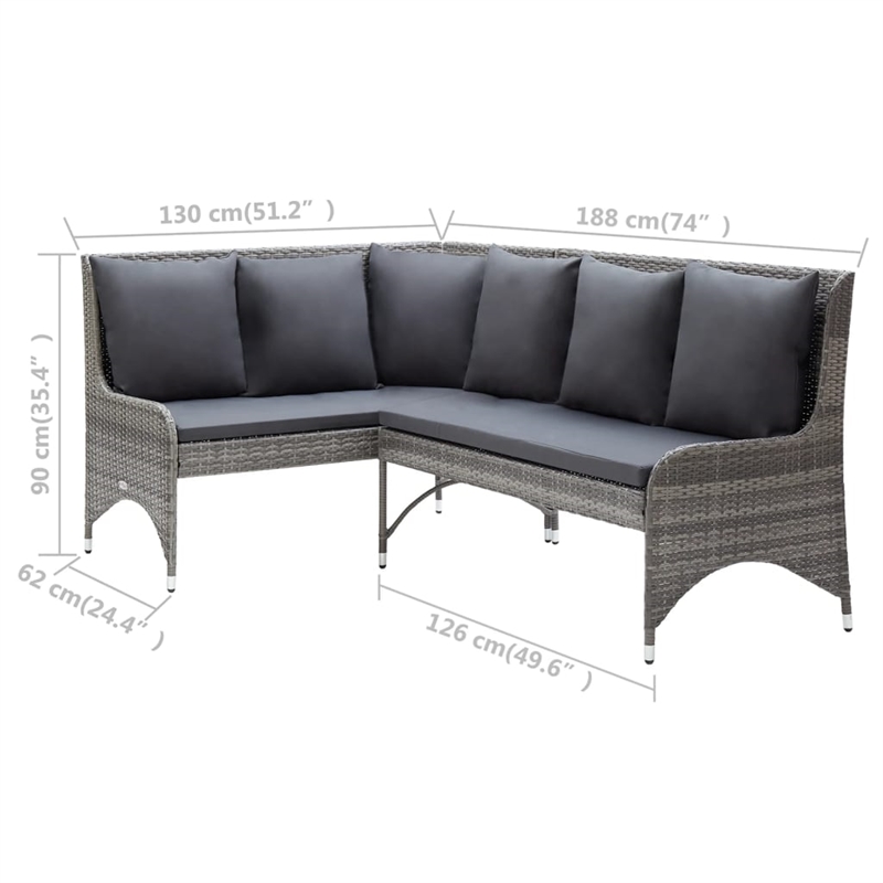 Afuera Living Contemporary Rattan Garden Sofa Set of 2 in Gray