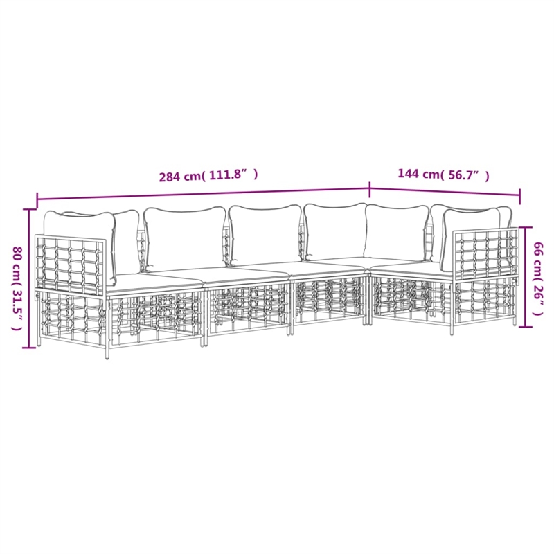 Afuera Living Poly Rattan Large Modular Garden Lounge Set Charcoal