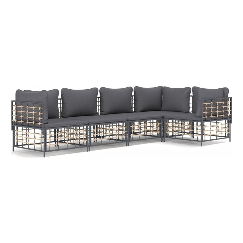 Afuera Living Poly Rattan Large Modular Garden Lounge Set Charcoal