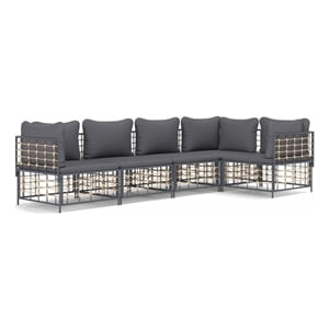 Afuera Living Poly Rattan Large Modular Garden Lounge Set Charcoal