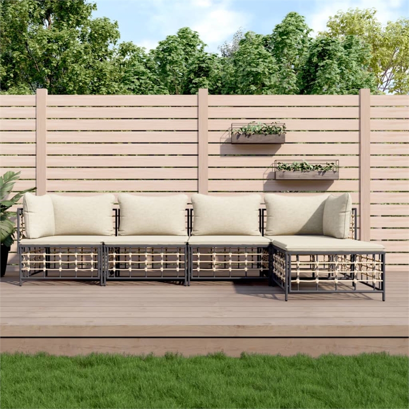 Afuera Living Contemporary Garden Lounge Set in Anthracite/Gray